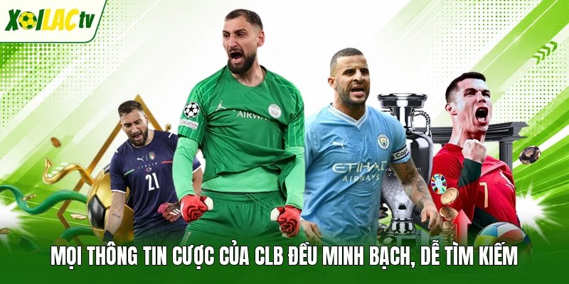 Mọi thông tin cược của CLB đều minh bạch, dễ tìm kiếm